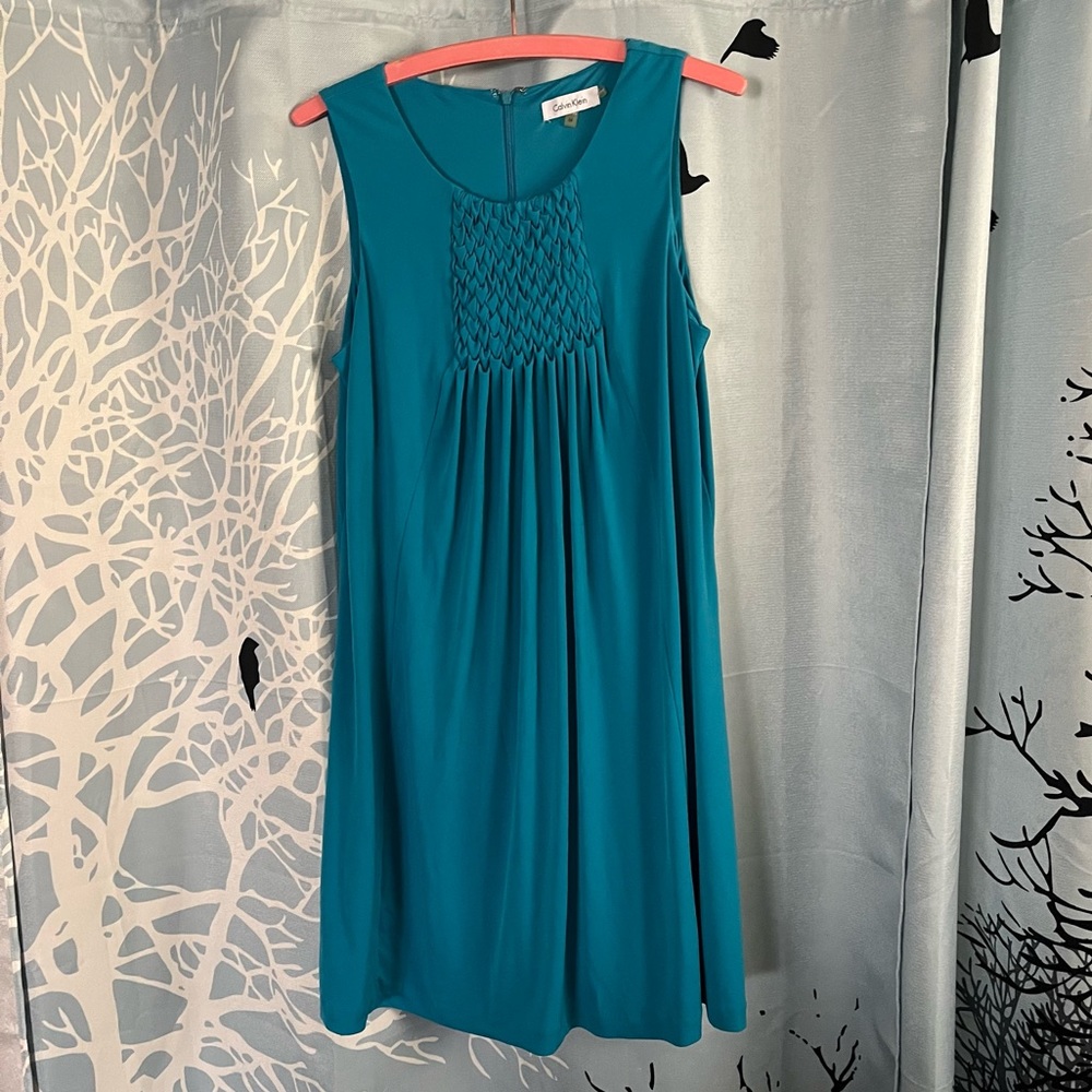 Vintage Calvin Klein Teal Dress | Size M | Minimalist Slip Style